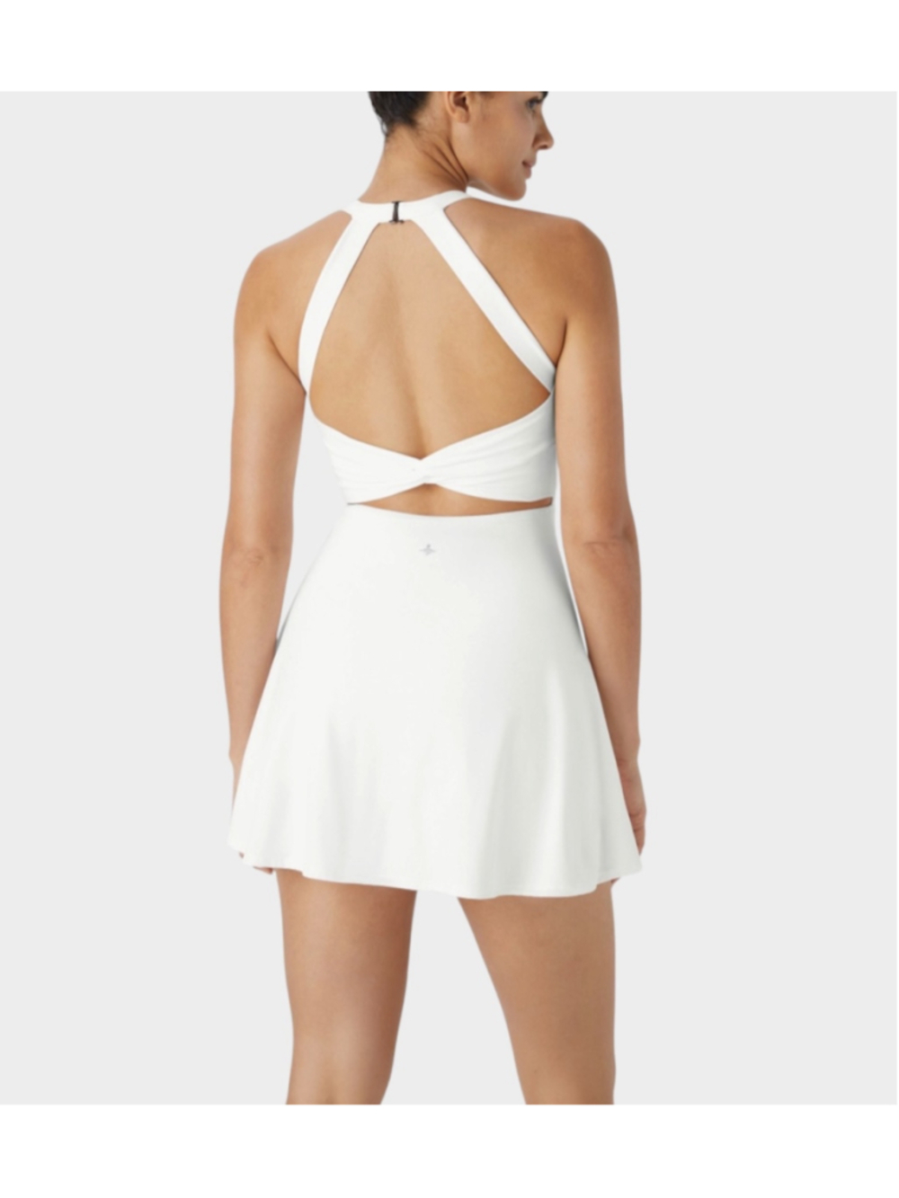 Size M Halara Backless Twisted Active Dress in White